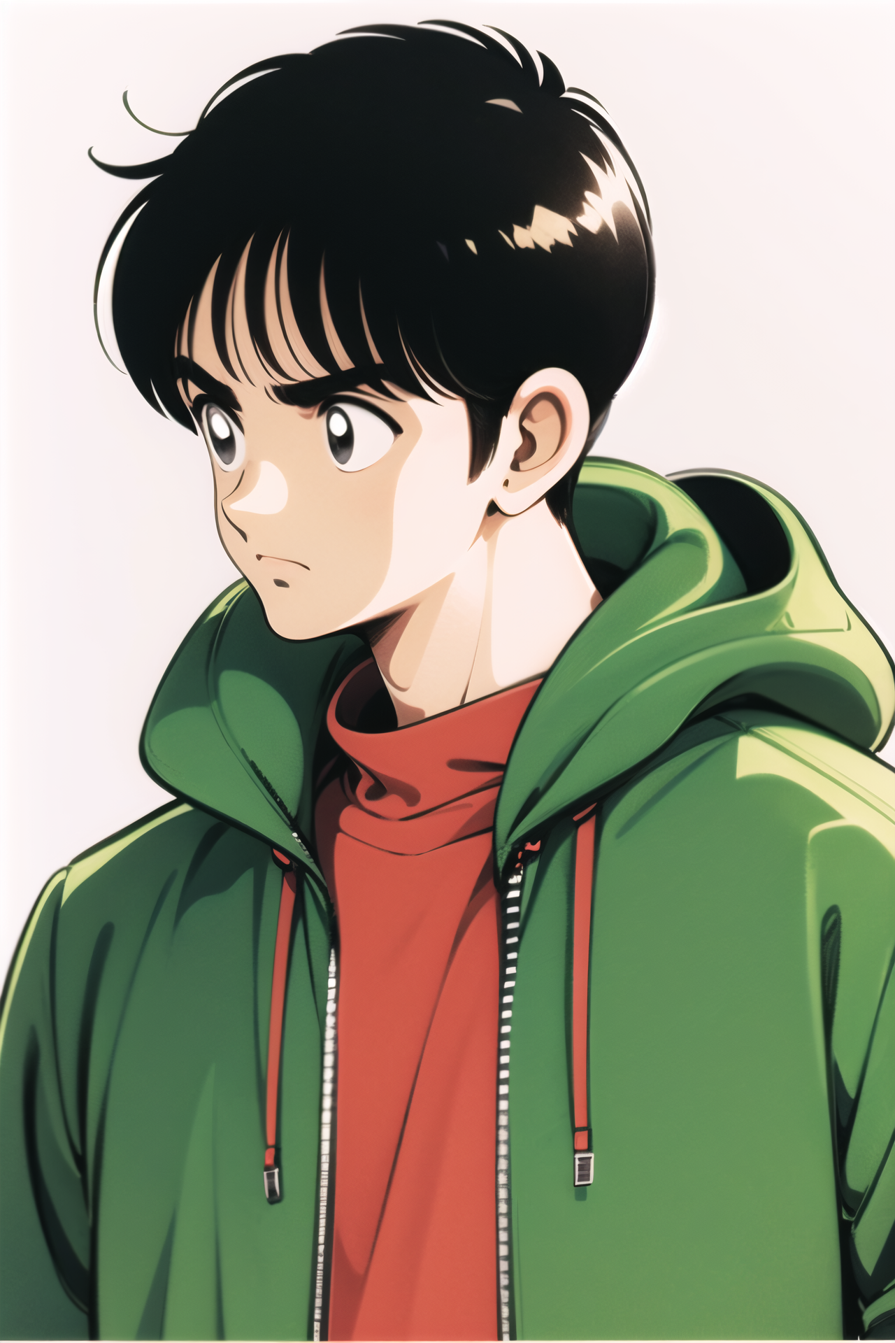 12097-1421517237-male focus, solo, 1boy, black hair, hood, upper body, simple background, white background, hood down, hoodie, black eyes, closed.png